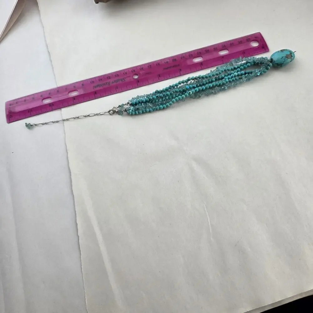 Handmade 925 Stamped Sterling Silver Choker Necklace‎ Turquoise Aquamarine New